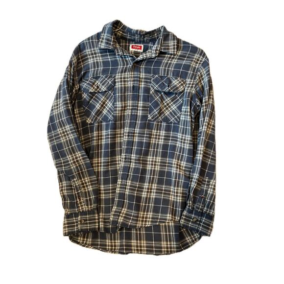 Wrangler Blue Gray Checkered Flannel Mens L - Picture 1 of 3